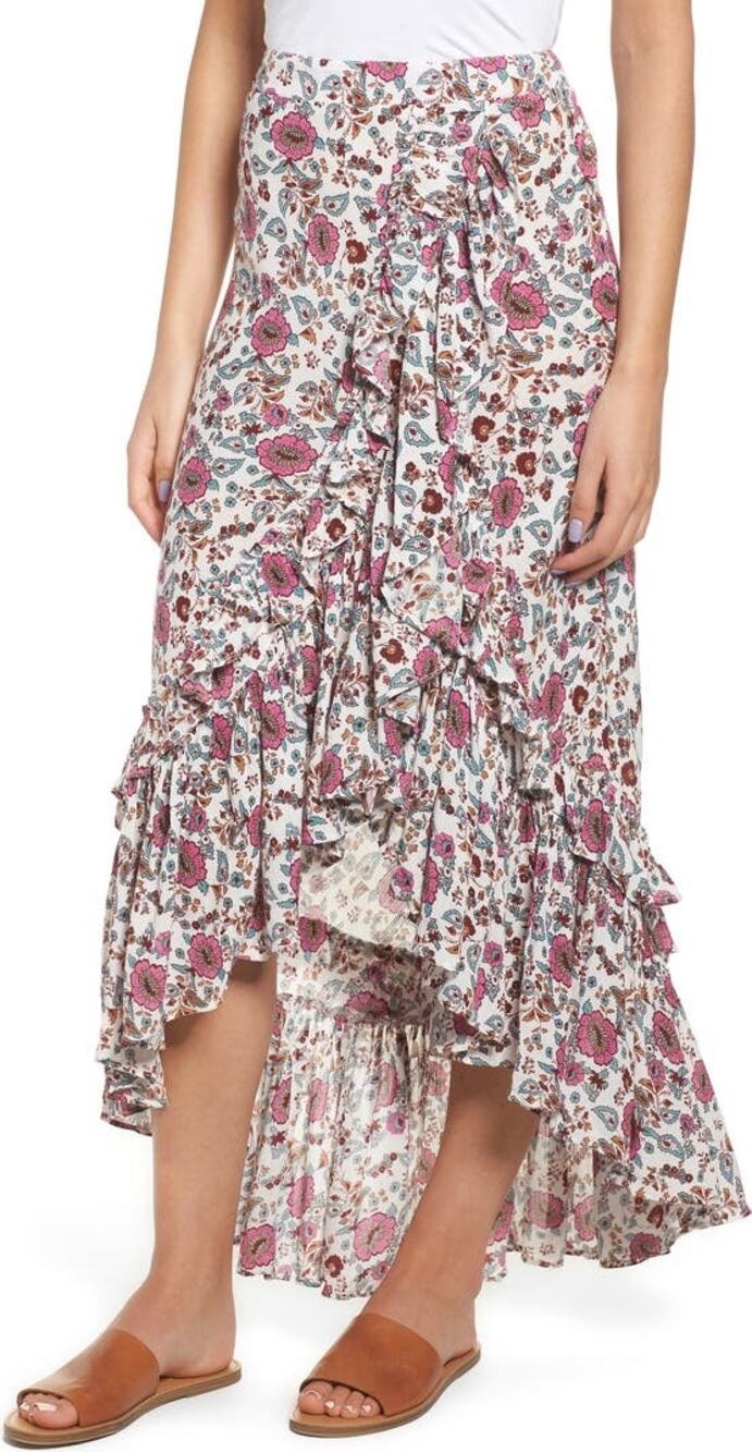 Raga Summer Bloom Floral High Low Midi Skirt Size S NWT